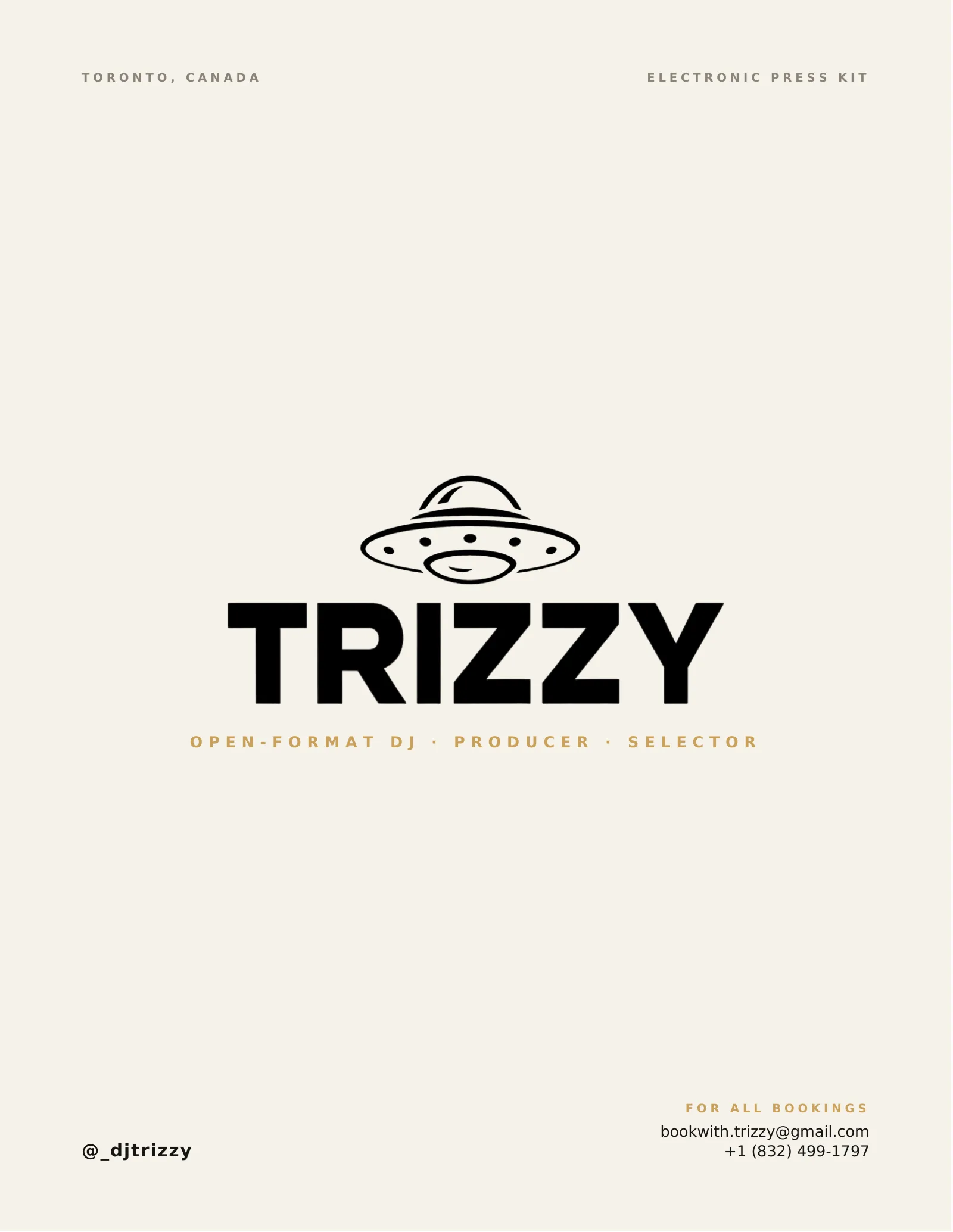 Cover page of DJ Trizzy's press kit
